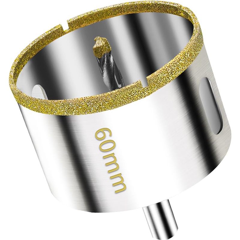 60-mm-diamant-lochsäge – Für Glas, Fliesen, Keramik, Marmor, Granit – Inklusive Zentrierbohrer – Sauberer, Ausrissfreier Schnitt