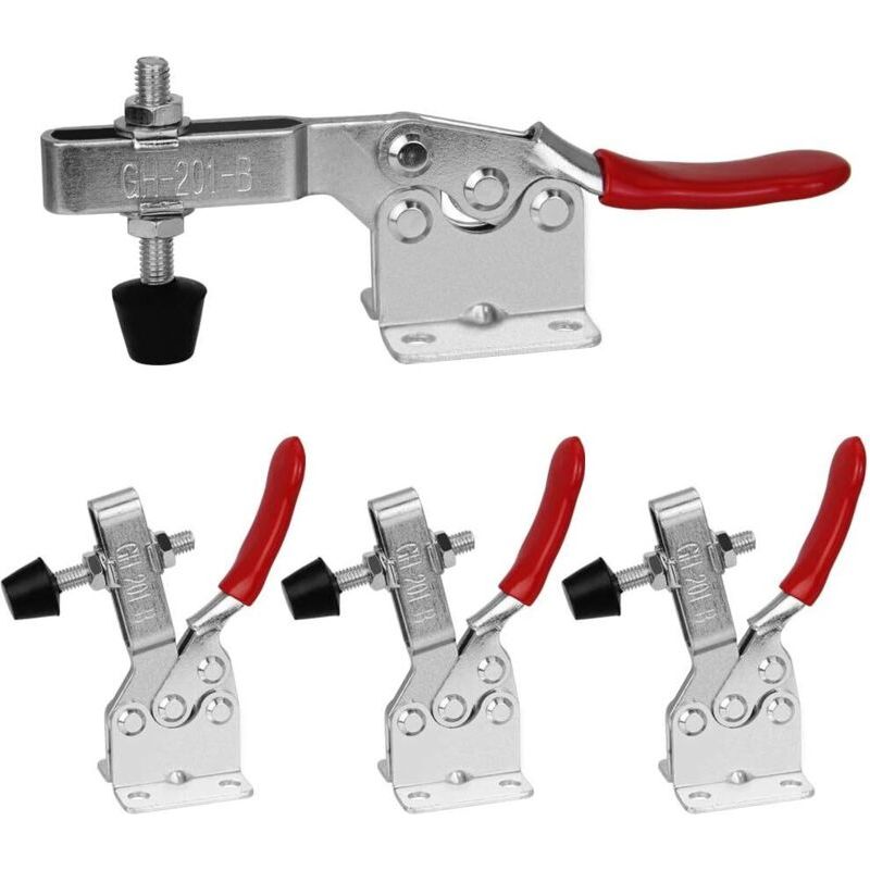 Vertikale Kniehebelspanner, 4er-set – Verzinkter Kohlenstoffstahl – Tragkraft 90 Kg – Für Maschinen- Und Elektronikmontage – Gh-201-b