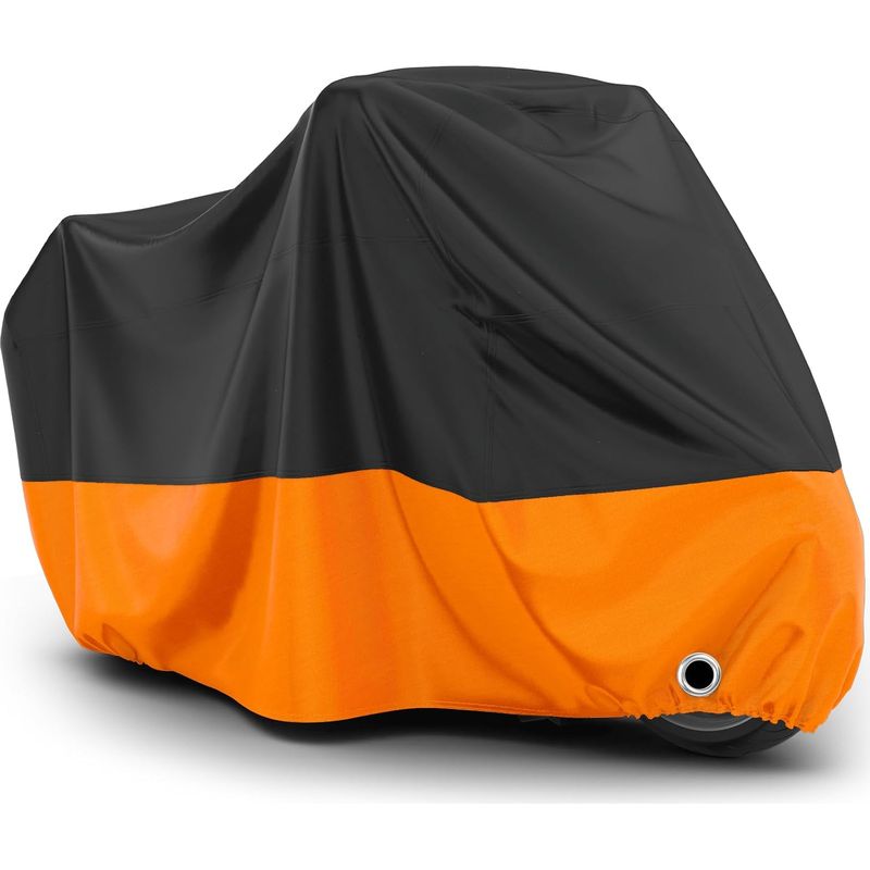 Xxl Motorradabdeckung 245 X 105 X 125 Cm – Schwarz/orange – 210d Wasserdicht – Kälte- Und Wetterbeständig – Staubdicht – Für Den Außenbereich