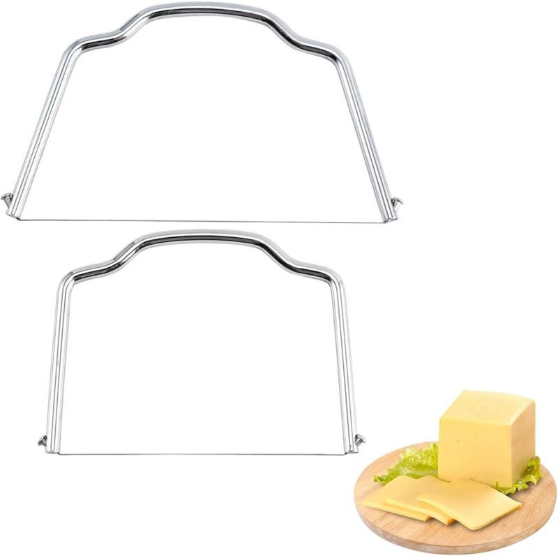 Käseschneidedraht, 2-teilig, Käseschneider Aus Edelstahl, Käsehobel, Raclette-käseschneider, Zum Schneiden Von Käse, Speck, Butter Usw., Multifunktional.