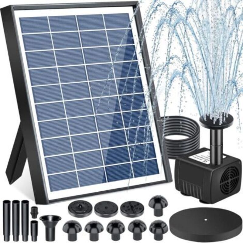 Solarbetriebener Gartenbrunnen Mit 6,5-w-solarpumpe Für Gartenteiche, Schwimmender Solarbrunnen Mit 9 Düsen Für Vogeltränken, Aquarien, Teiche, Schwimmbecken Und Als Gartendekoration