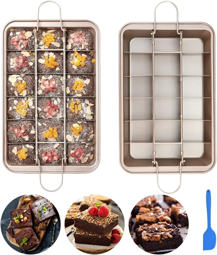 Brownieform Mit Trennwänden, Backblech, Brownieform – 31 X 20 X 3,7 Cm, Antihaftbeschichtete Brownieform, Zum Backen Von Kuchen Und Keksen