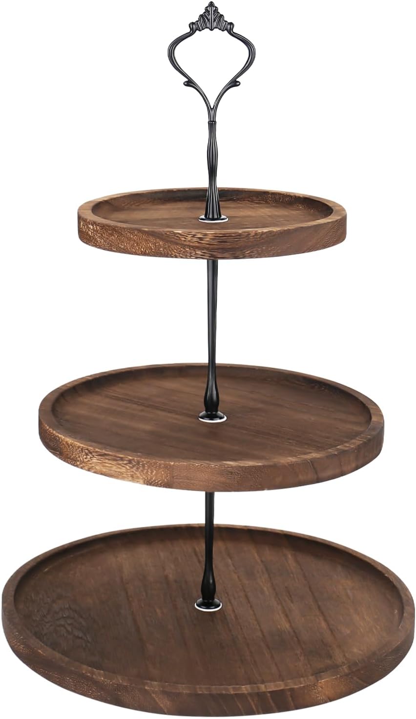 Dreistöckiger Tortenständer Aus Holz Mit Metallgriff, Cupcake-ständer, Tortenständer, Turmförmiges Tortentablett, Obst- Und Keksständer Für Hochzeiten Und Geburtstage