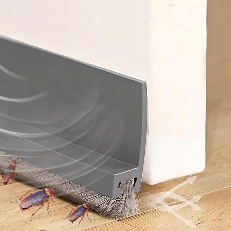 100 Cm Lange Graue Türdichtung Mit Bürstenprofil, Türdichtung Für Den Unteren Bereich, Schalldämmende Türdichtung Mit Bürstenprofil, Türzugluftstopper, Türdichtung Mit Bürstenprofil, Selbstklebend Und