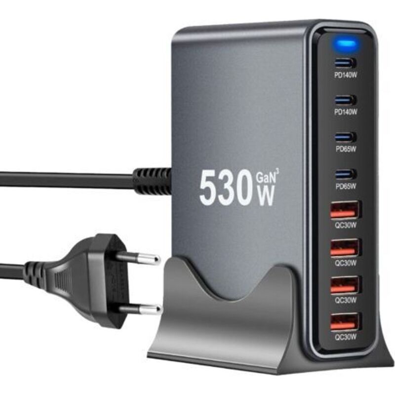 530-w-usb-c-ladegerät Mit 8 Anschlüssen, Gan-iii-usb-multi-schnellladegerät Mit 4 Usb-c- Und 4 Usb-a-anschlüssen, Power Delivery, Usb-c-ladestation Für Macbook Pro/air, Iphone, Ipad, Samsung