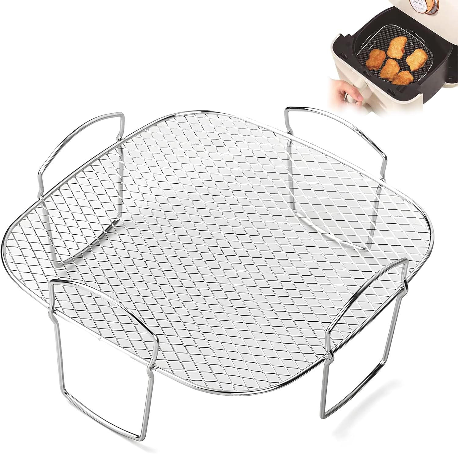 Airfryer-gitterrost, Zubehör Für Airfryer Aus Edelstahl 304, Kompatibel Mit Lufttrocknern, Dampfgarern Und Den Meisten Kochgeräten.