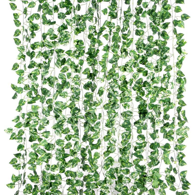 Künstlicher Efeu, 12er-pack, 2 M Lange Künstliche Pflanzengirlande Mit Künstlichen Blättern, Künstliche Hängepflanzen, Efeu-dekoration Für Hochzeiten, Küche, Garten Und Büros