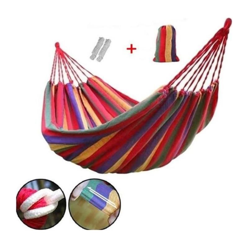 Einfache Hängematte Aus Segeltuch – 260 X 150 Cm + 2 Befestigungsseile + 1 Aufbewahrungstasche – Gartenhängematte Für Kinder Und Erwachsene – Für Den Außenbereich Geeignet