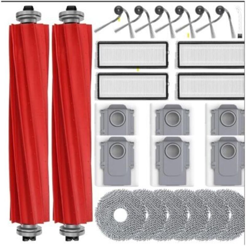 26 Ersatzteile Für Den Roborock Qv 35a / Qv 35s / Qr 798 / Qr 598 Saugroboter: 6 Staubbeutel, 6 Wischpads, 6 Seitenbürsten, 4 Hepa-filter Und 2 Hauptbürsten