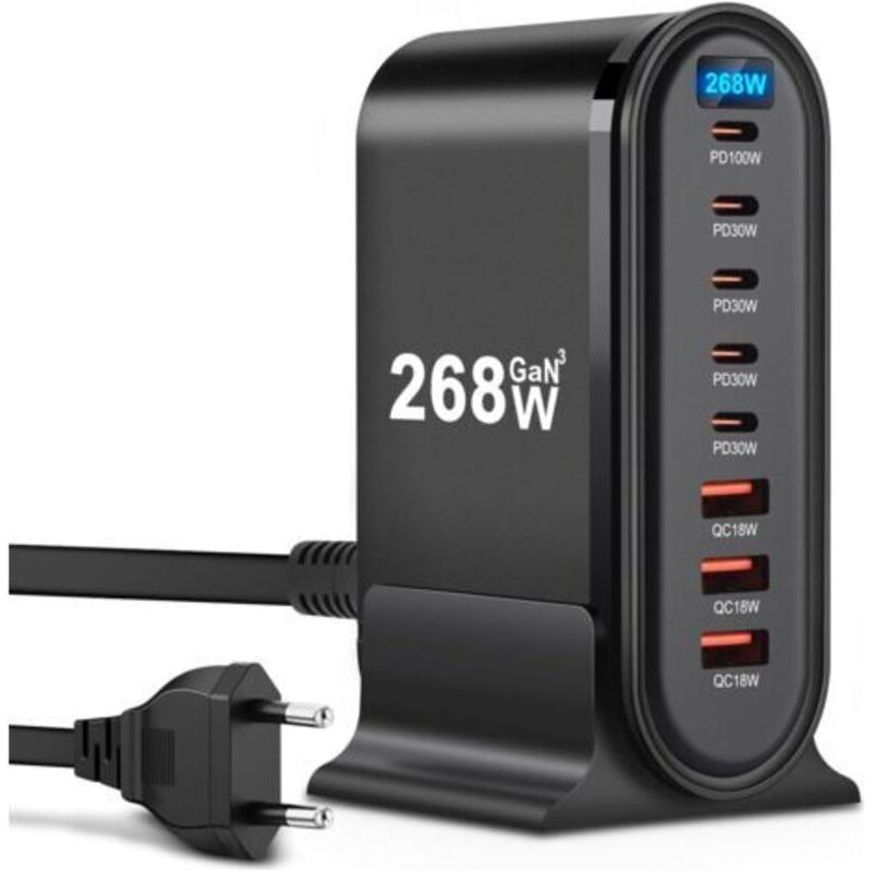 Usb-c-ladegerät, 268-w-schnellladegerät, 8 Anschlüsse, Schnellstromversorgung, Usb-ladegerät Für Iphone, Ipad Pro, Macbook, Samsung-mobiltelefone