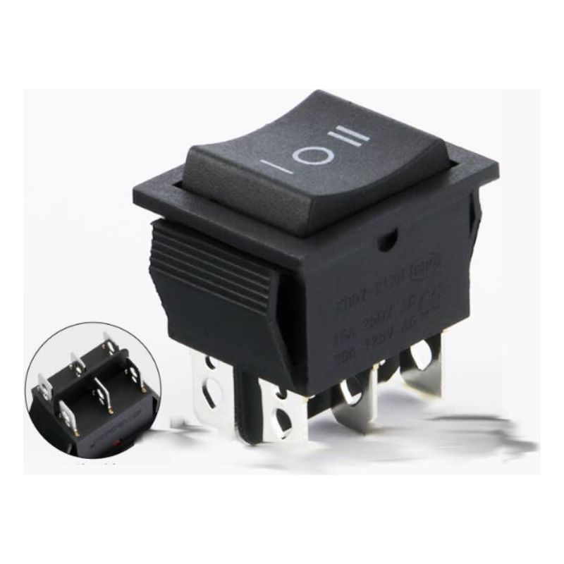 Dpdt 6-poliger Ein/aus/ein-wippschalter, 16 A 250 V Ac – Robustes Nylongehäuse Mit Messinganschlüssen – Abmessungen 26 X 21,5 Mm