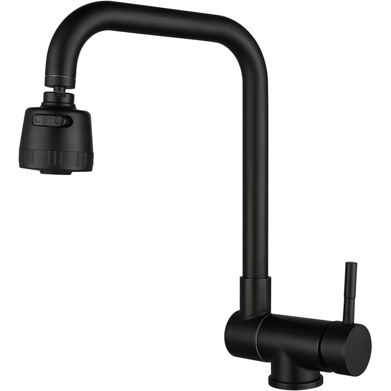 Schwarze, Klappbare Küchenarmatur – Edelstahl 304 – 360° Drehbar – Bleifrei – 30 % Wasserersparnis