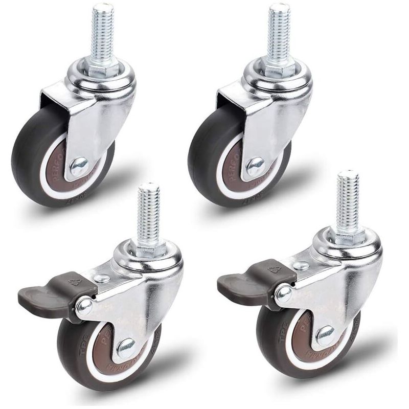Lenkrollen Für Möbel – 4er-set – 2 Mit Bremsen Und 2 Ohne Bremsen – 50 Mm Durchmesser – 30 Kg Tragkraft Pro Rolle – Strapazierfähiges Pte-material