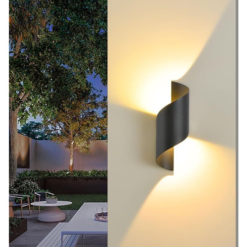 Ip65 Wasserdichte Led-wandleuchte 10w 3000k – Schwarzes Aluminium – Auf- Und Abwärtsbeleuchtung Für Eingang, Garten, Flur – 600 Lumen