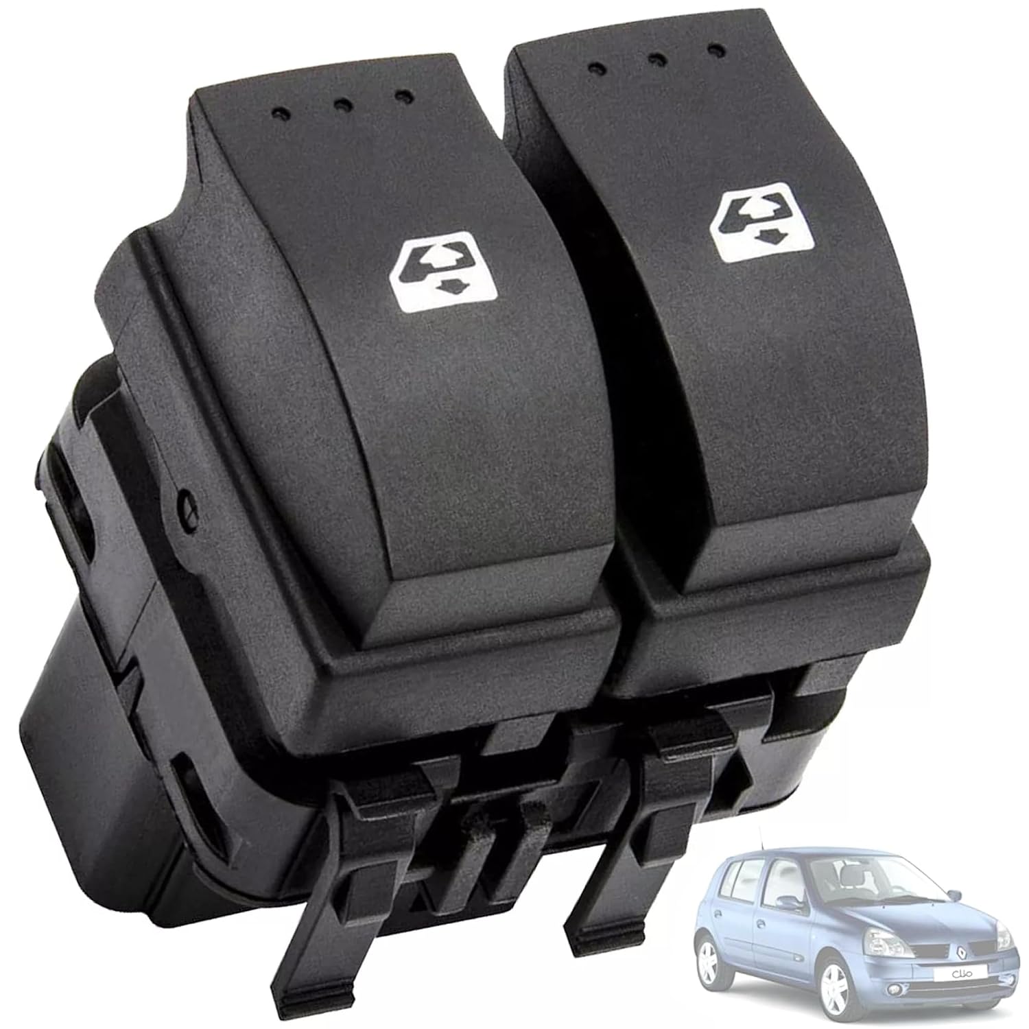 Fensterheberschalter 8200060045, Kompatibel Mit Renault Clio 2, Trafic, Opel Vivaro – Vordertür Links (fahrerseite) – Doppelknopf