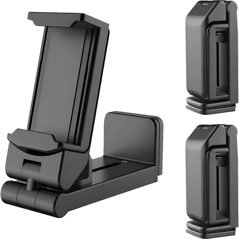 2-teiliger Tisch-handyhalter, Handyhalterung Für Flugzeug, Arbeit, Universell Tragbar, Faltbar, 360° Drehbar & Tischklemme, Smartphone Für Zuhause Und Büro (schwarz)