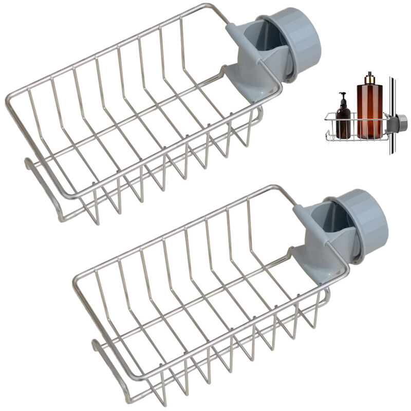 Duschablage – Kein Bohren Erforderlich, Silberfarbener Edelstahl, 2er-set, Edelstahl-badezimmerablage Für 18–20 Mm Stange/schiene, Seifen-/shampoohalter, Küchenaufbewahrungsaccessoire
