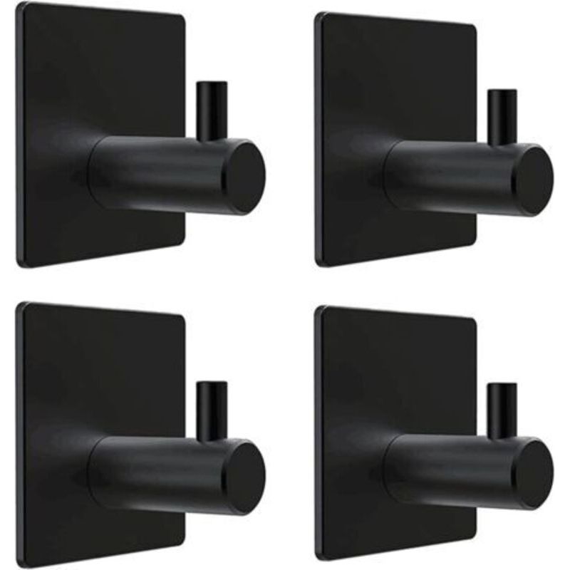 4-teiliges Set 3m-klebehaken, Selbstklebende Edelstahl-wandhaken, Edelstahl-küchenhandtuchhaken, Küchenhandtuchhalter, 3m-klebehaken, Schwarzer Haken Für Badezimmer C