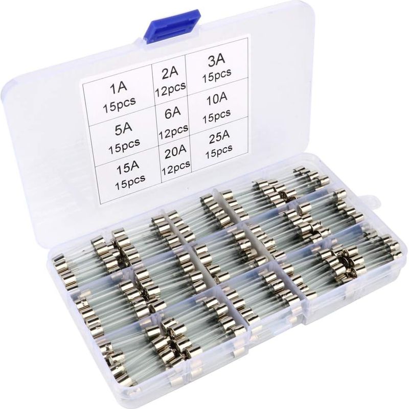 126-teiliger Glassicherungssatz, 6 X 30 Mm – Flinksicherungen 1 A Bis 25 A – Elektrischer Schutz Für Fahrzeuge – 126er-packung