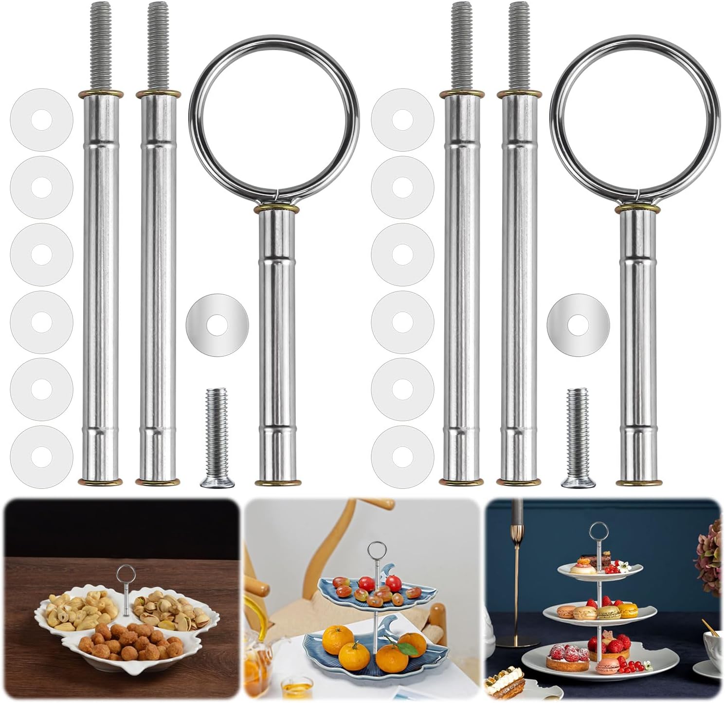 Set Aus 2 Oder 3-stöckigen Silbernen Tortenständern, Tortenständer Für Hochzeitstorten Und Buffets, Tortenständer, 2-teiliges Set