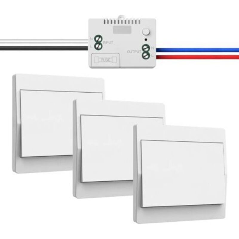 230v Funkschalter-set - Batterieloser, Eigenständiger Funkschalter - Wasserdichter Funkwandschalter Mit Empfänger - Reichweite Bis Zu 200 M - Nicht Dimmbar (1 Empfänger)