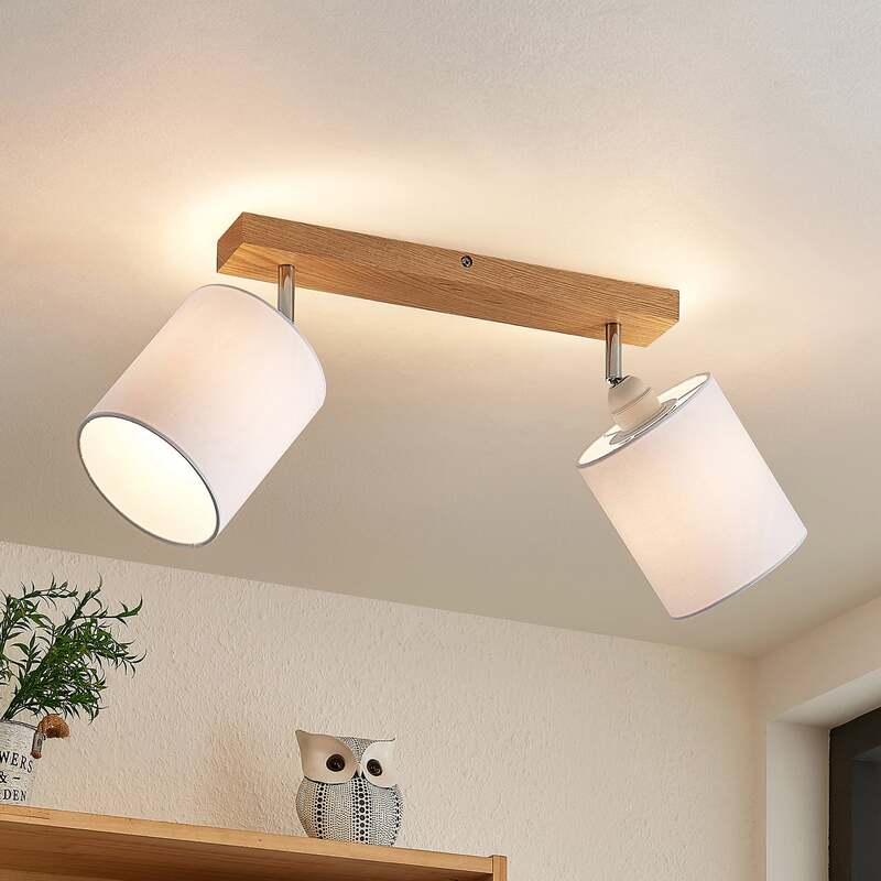 [gebraucht] B-ware Lindby Deckenstrahler Strahler Imarin Led 2-flammig Dimmbar Eiche Weiß 41x13cm