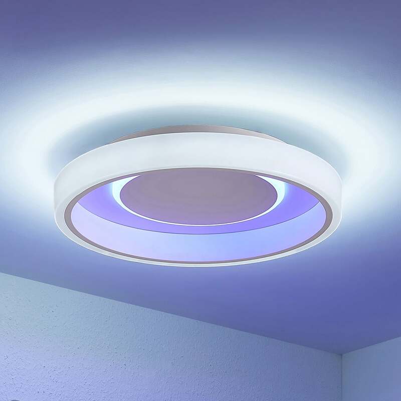 [gebraucht] B-ware Lindby Deckenleuchte Wikani Led Lampe Dimmbar Rgb Cct Weiß Ø 49 Cm Fernbedienung
