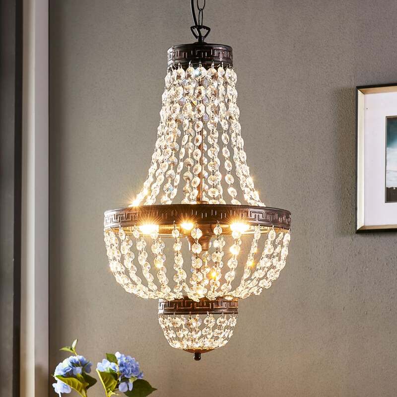 [neuwertig] B-ware Lindby Hängelampe Hängeleuchte Jorve Led Pendelleuchte Dimmbar Schwarz-gold G9
