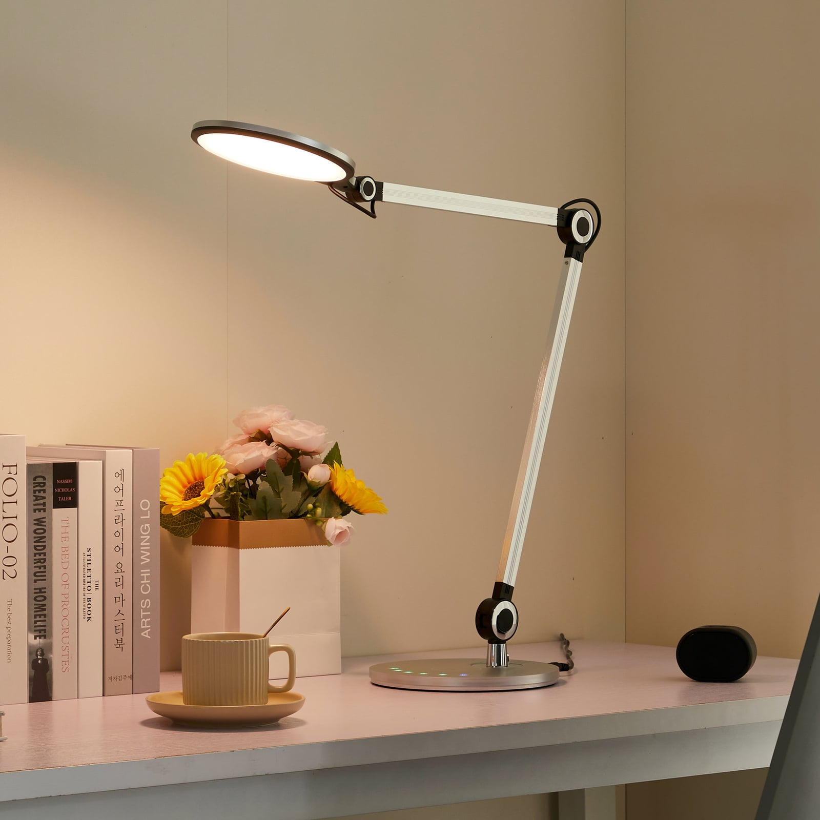 [neuwertig] B-ware Lindby Led-tischleuchte Nyxaris Silber 50 Cm Dimmbar Höhenverstellbar Cct