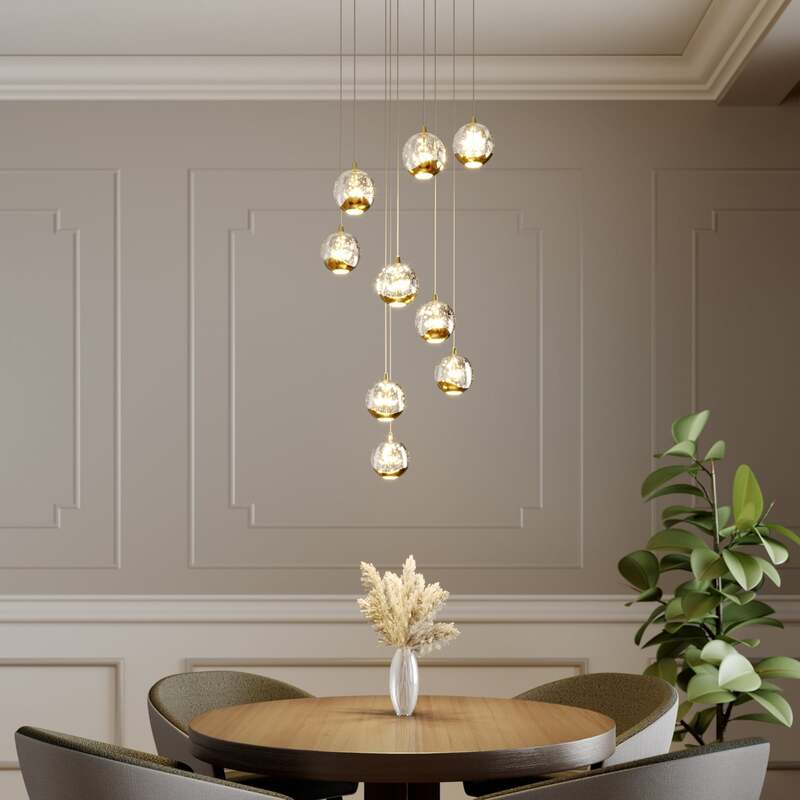 [neuwertig] B-ware Lucande Hängelampe Hängeleuchte Hayley Led Pendelleuchte Lampe Gold Ø40cm