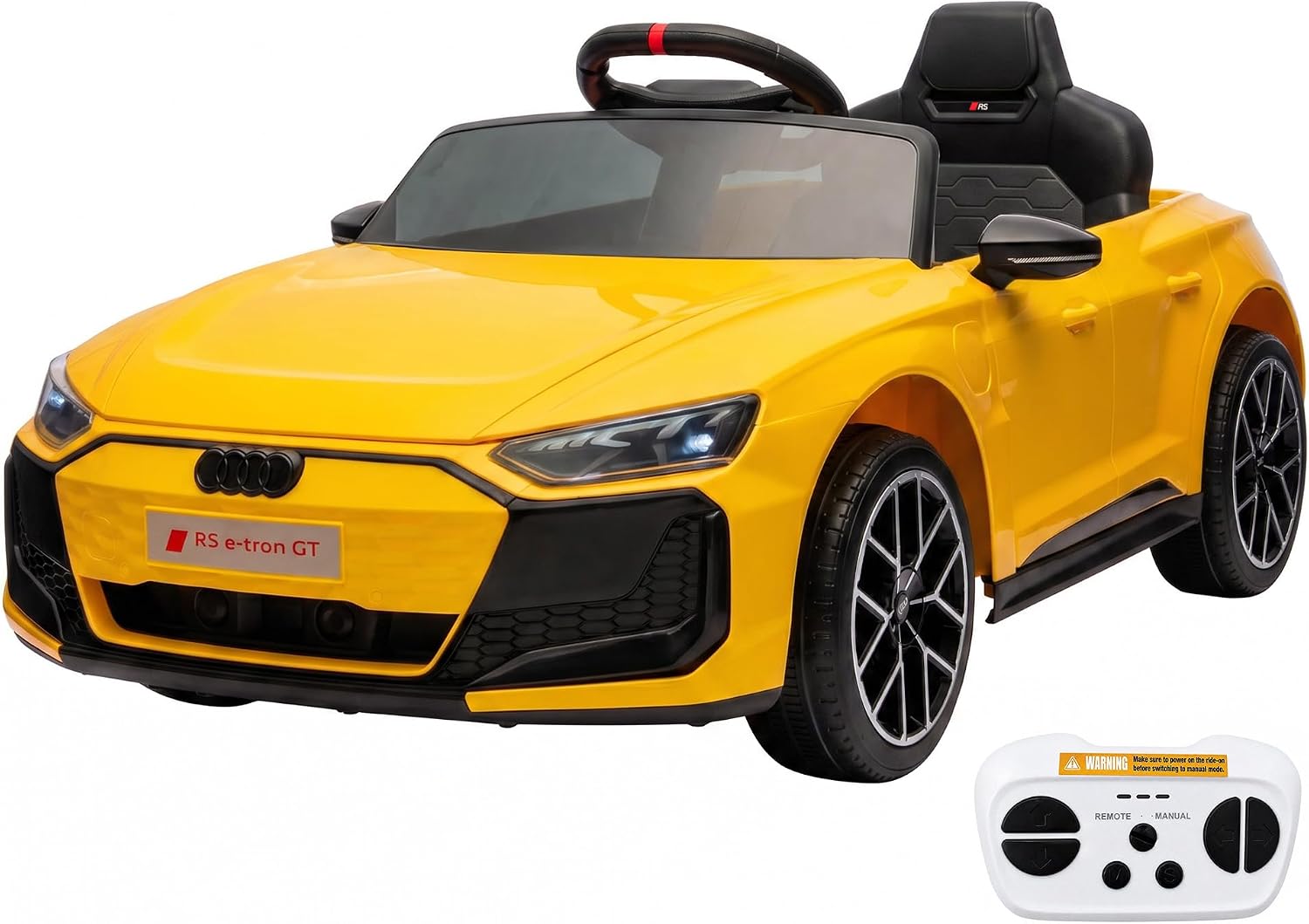 12v Audi Rs E-tron Gt Elektro-kinderauto Mit 2,4-ghz-fernbedienung, Sanftanlauf, Federung, Led-beleuchtung, Mp3-musik, 3–5 Km/h, Ab 3 Jahren(gelb)
