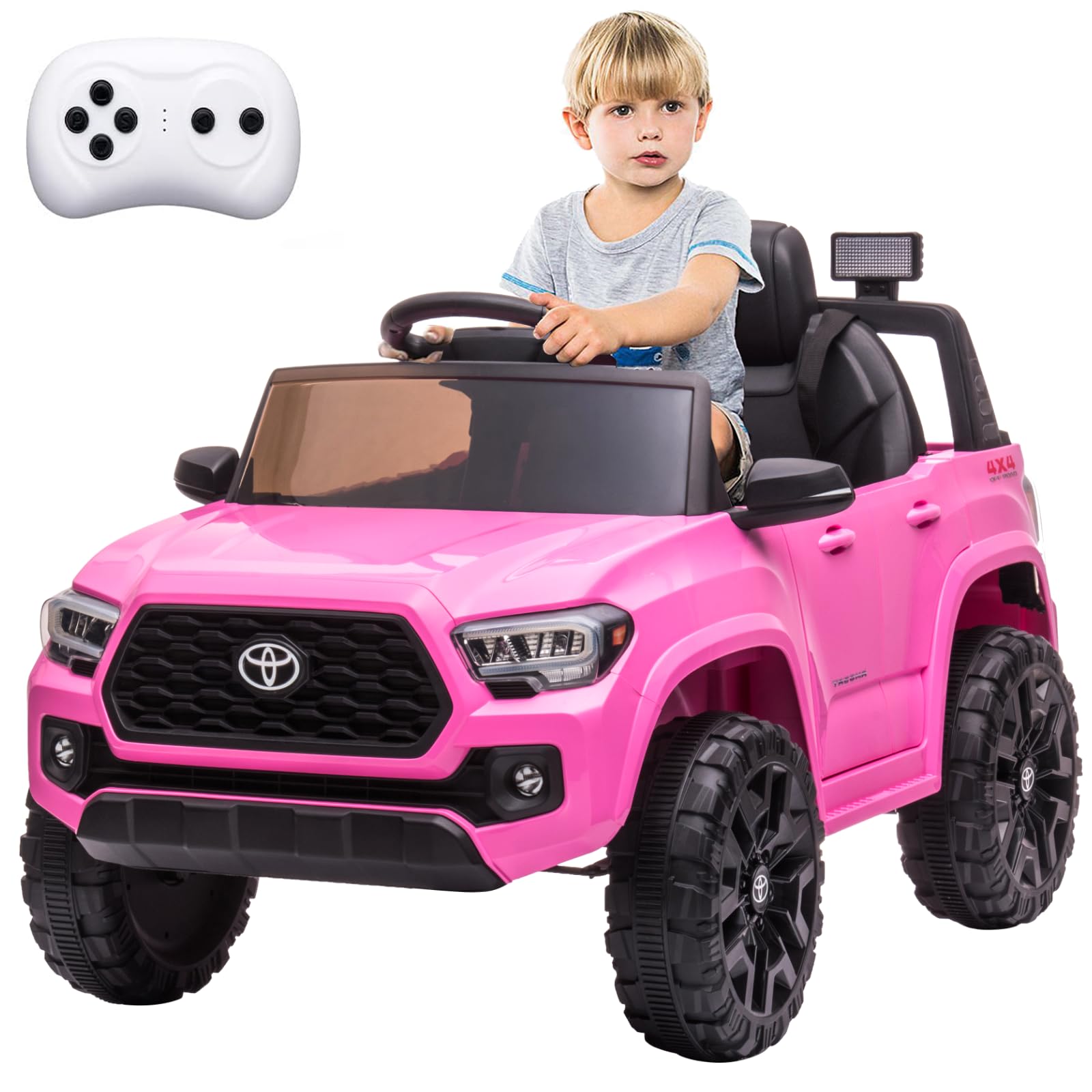 Offizielles Toyota Tacoma Elektro-kinderauto – 12v Mit Elternfernbedienung, Sicherheitsgurt & Led-scheinwerfern, Rosa