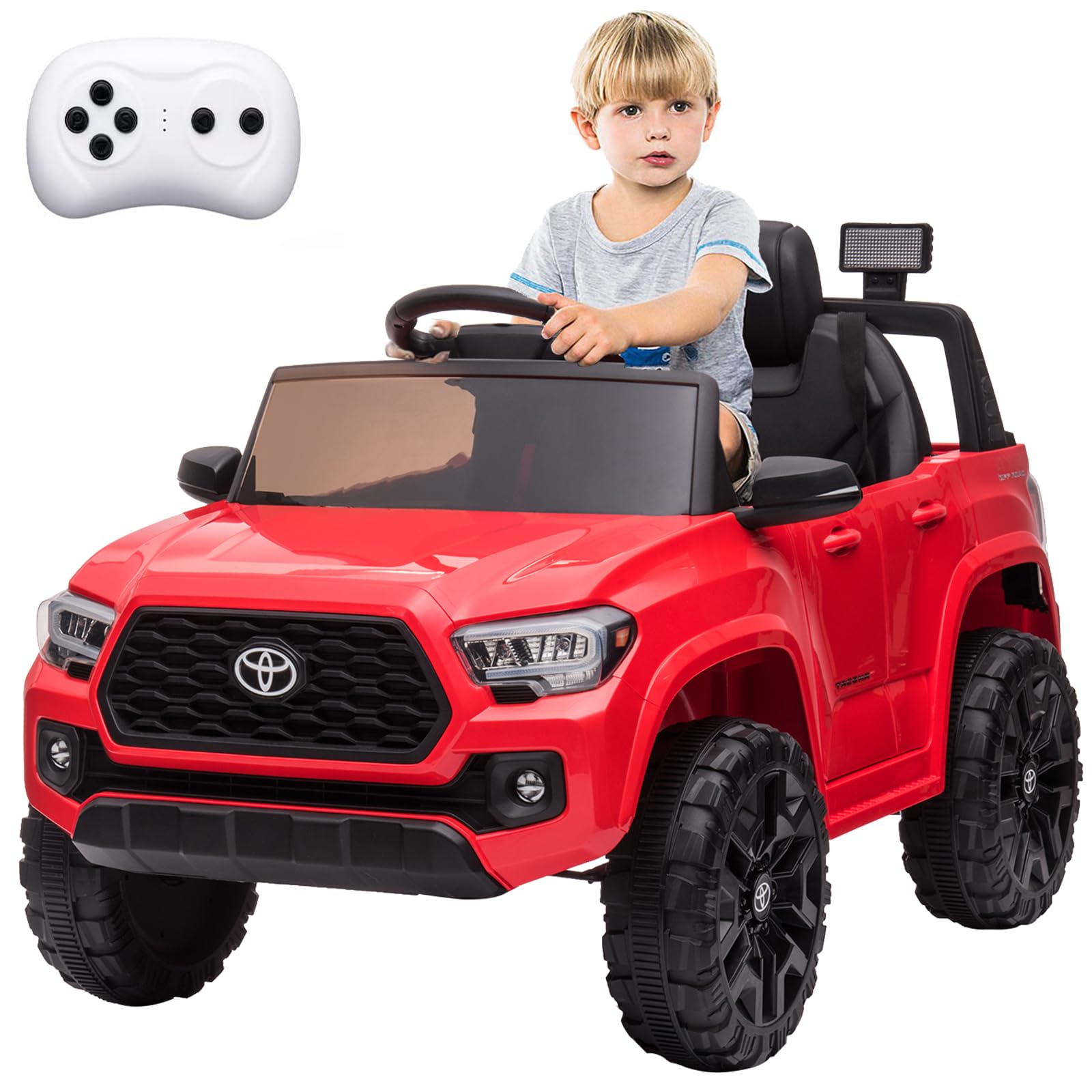 Offizielles Toyota Tacoma Elektro-kinderauto – 12v Mit Elternfernbedienung, Sicherheitsgurt & Led-scheinwerfern, Rot