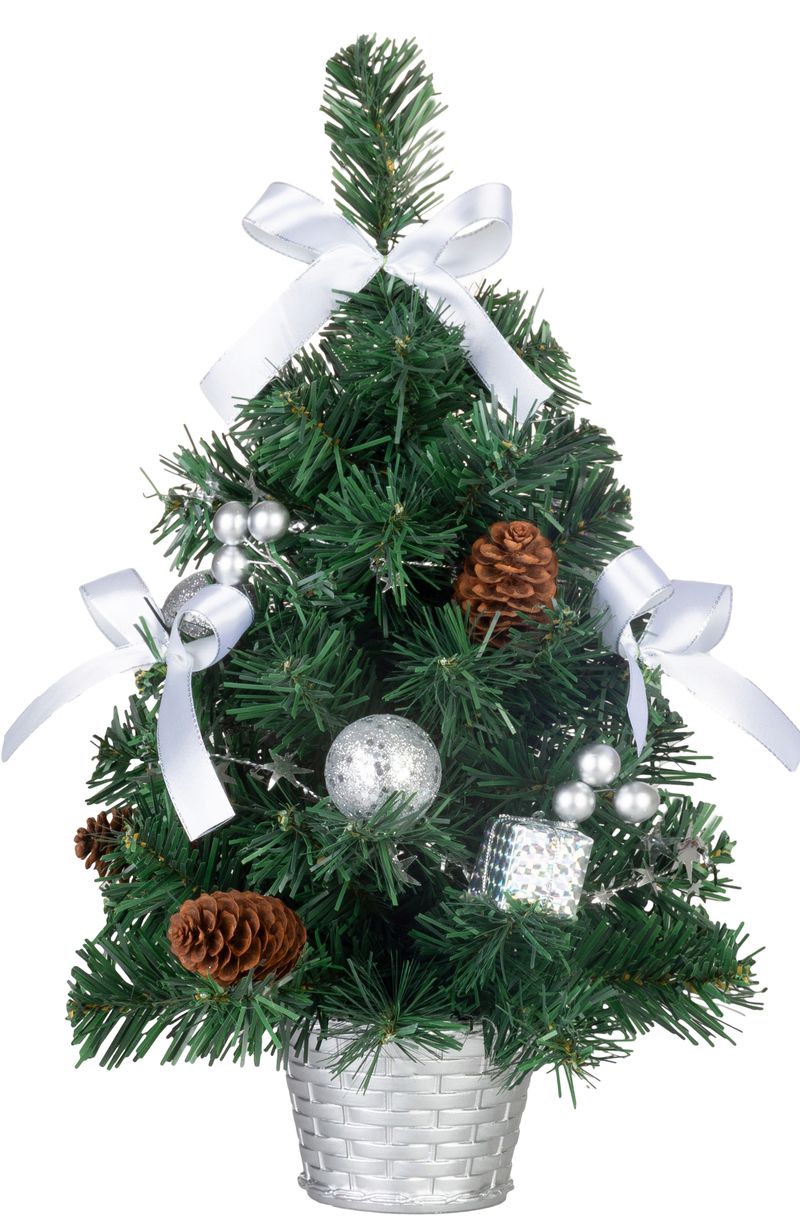 Baum Magichome Weihnachten, Verziert, Silber, Schleife, 40 Cm