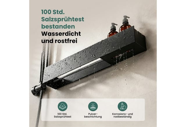 Mai & Mai Duschablage Ohne Bohren Mit Handtuchhalter, Duschregal Badezimmer Ablage In Schwarz 60cm Reglo-18