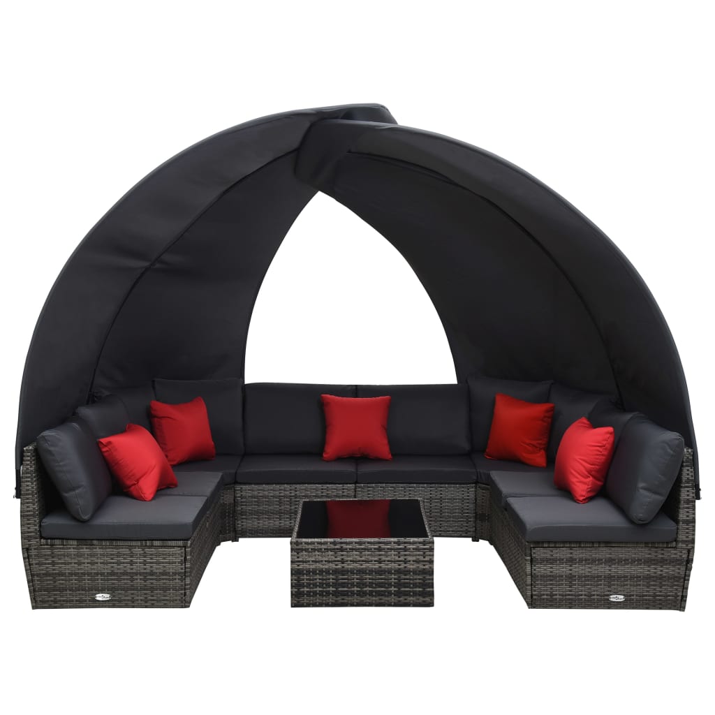 Maison Exclusive - 9-tlg. Garten-lounge-set Mit Sonnendach Poly R