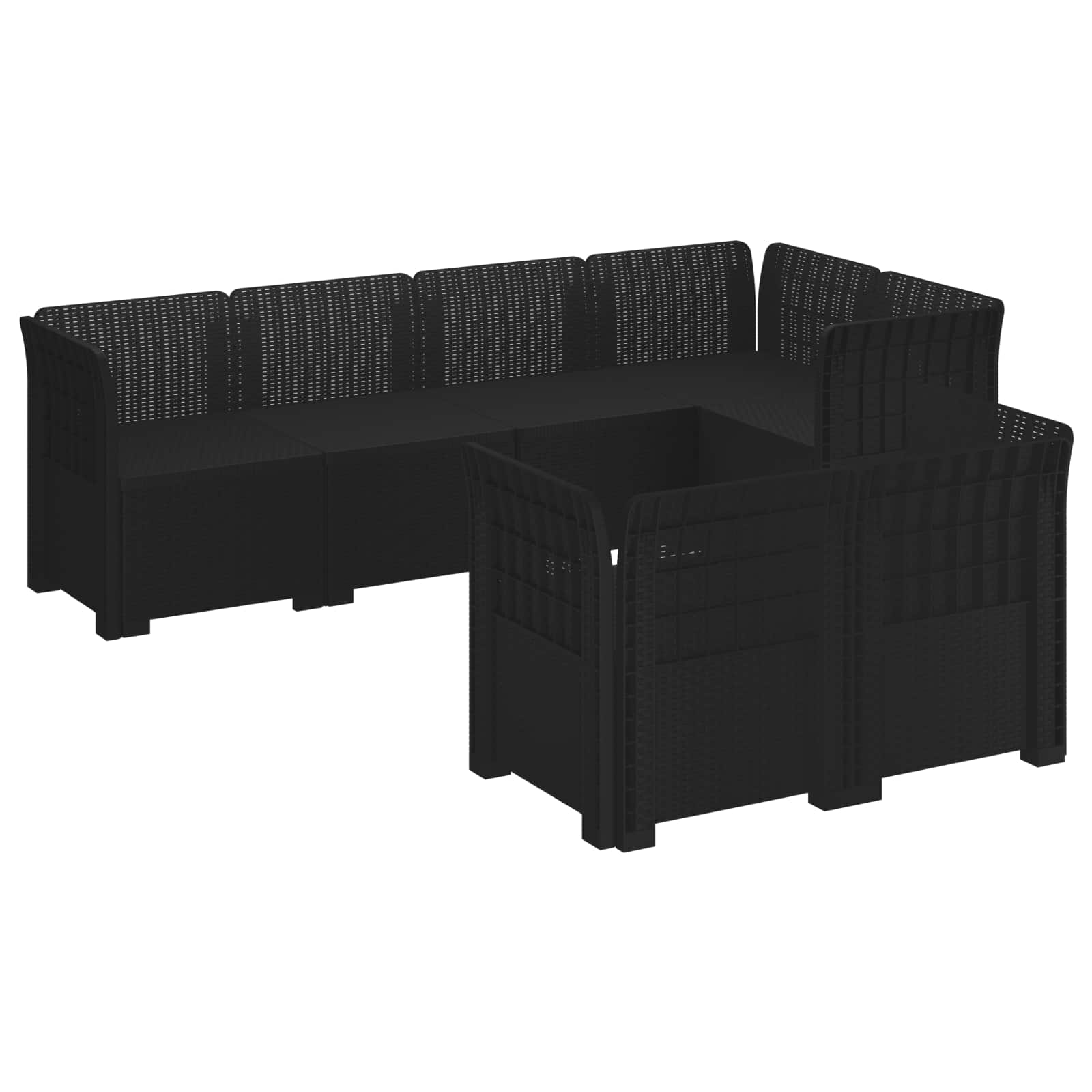 Maison Exclusive - 7-sitzer Gartensofa Rattan-look Pp Anthrazit