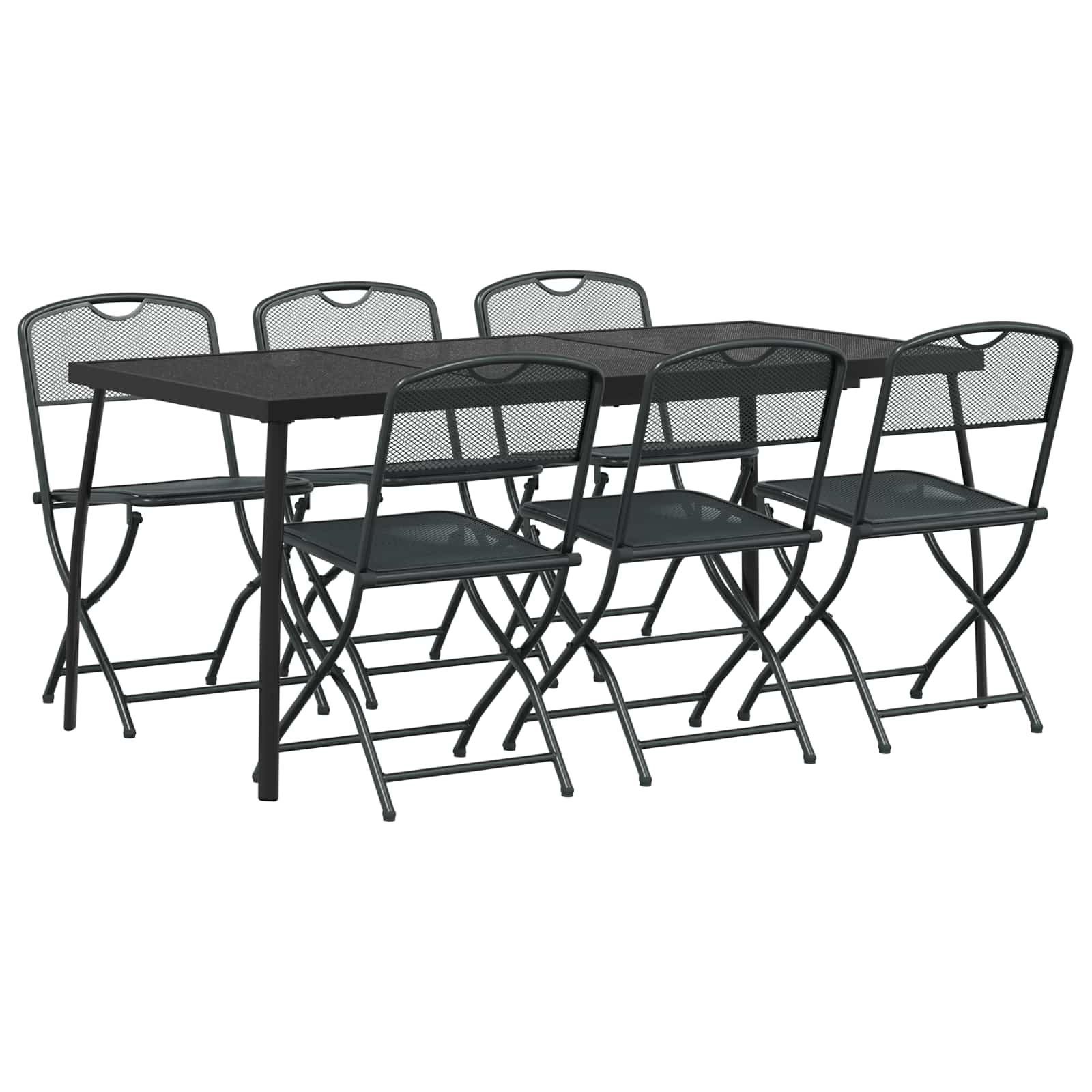 Maison Exclusive - Gartenmöbel Set 7 Stk. Anthrazit Eisen Und Sta