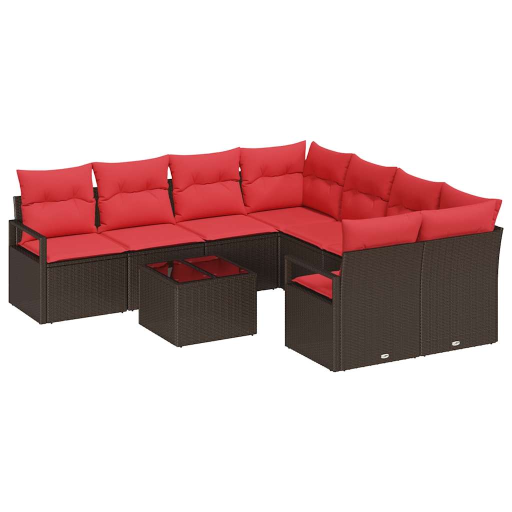Maison Exclusive - Sofa Set 9 Stk. 8-sitzanzahl Beige Und Rot Pol