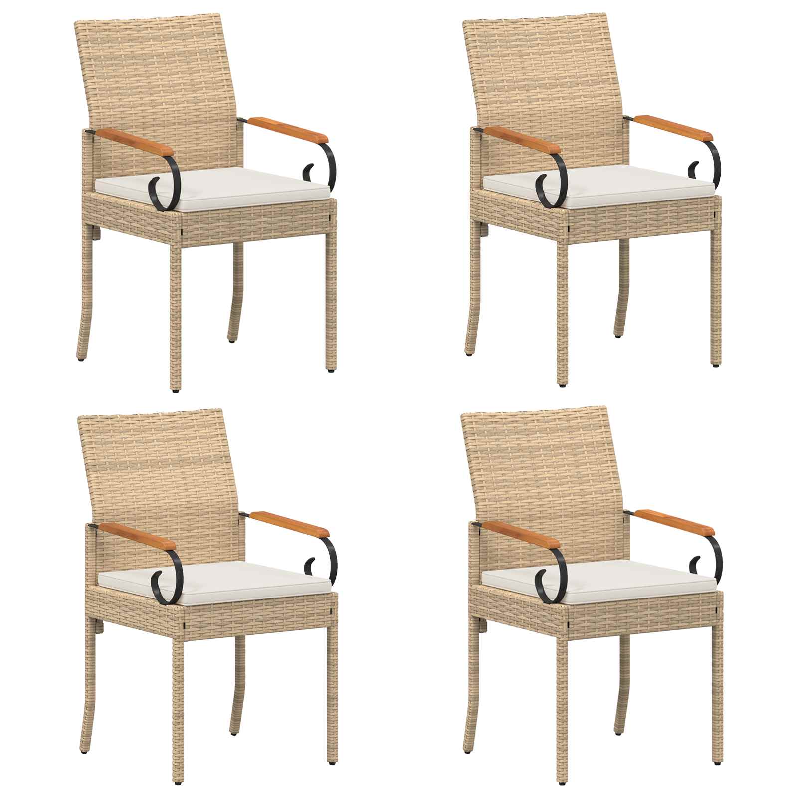 Maison Exclusive - Gartenstühle 4 Stk. Beige Und Cremeweiß Poly-r