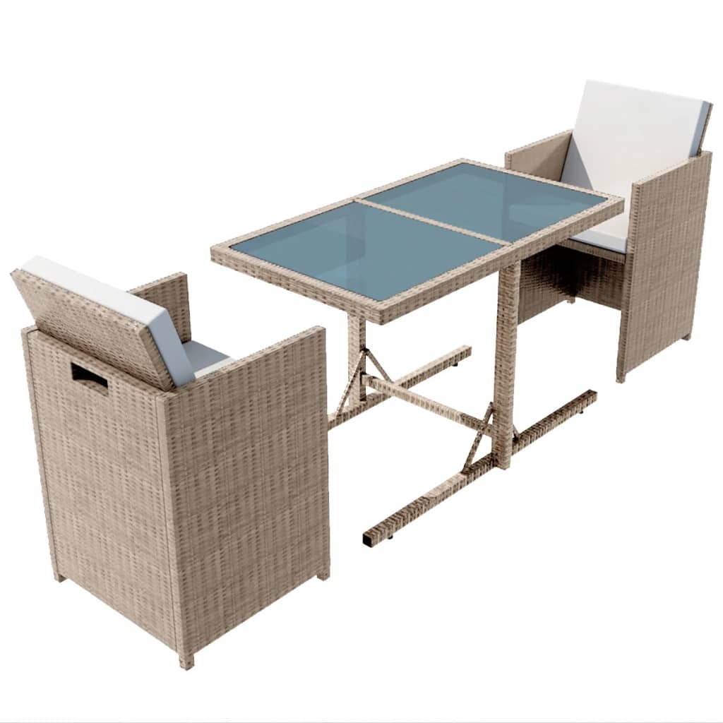 Maison Exclusive - 3-tlg. Bistro-set Mit Auflagen Poly Rattan Bei
