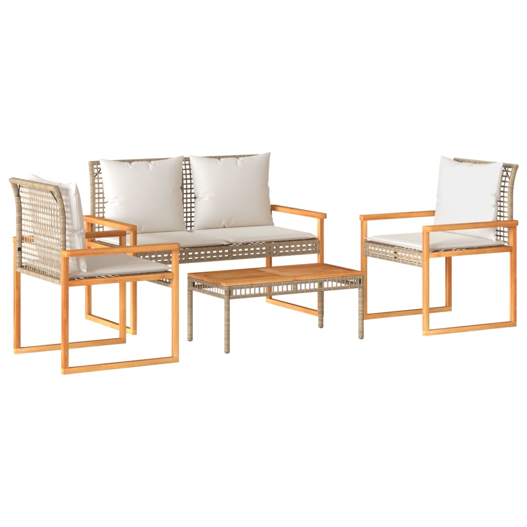 Maison Exclusive - 4-tlg. Garten-lounge-set Mit Kissen Beige Poly
