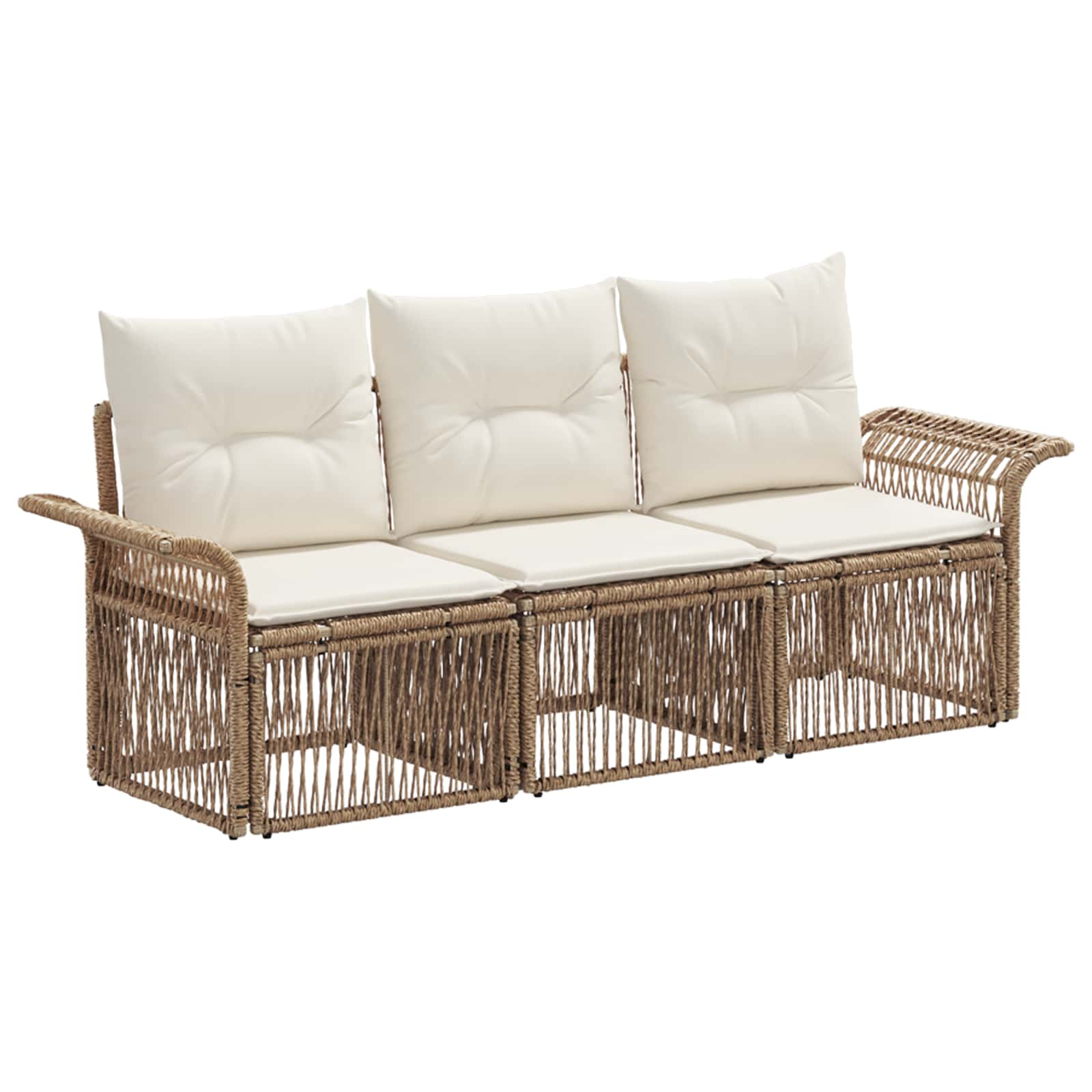 Maison Exclusive - Gartensofa-set 3 Stk. Beige Poly-rattan