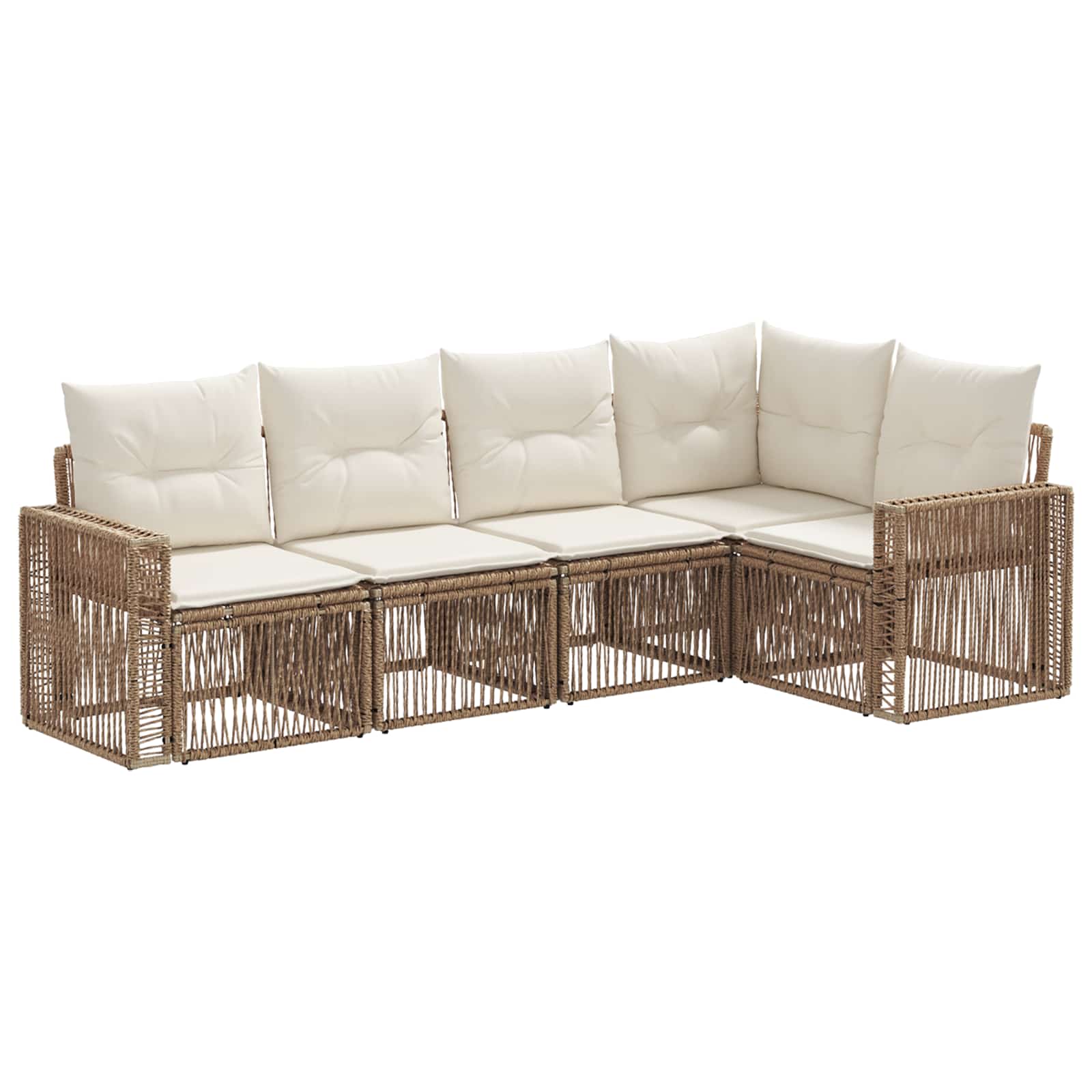 Maison Exclusive - Gartensofa-set 5 Stk. Beige Und Cremeweiß Poly