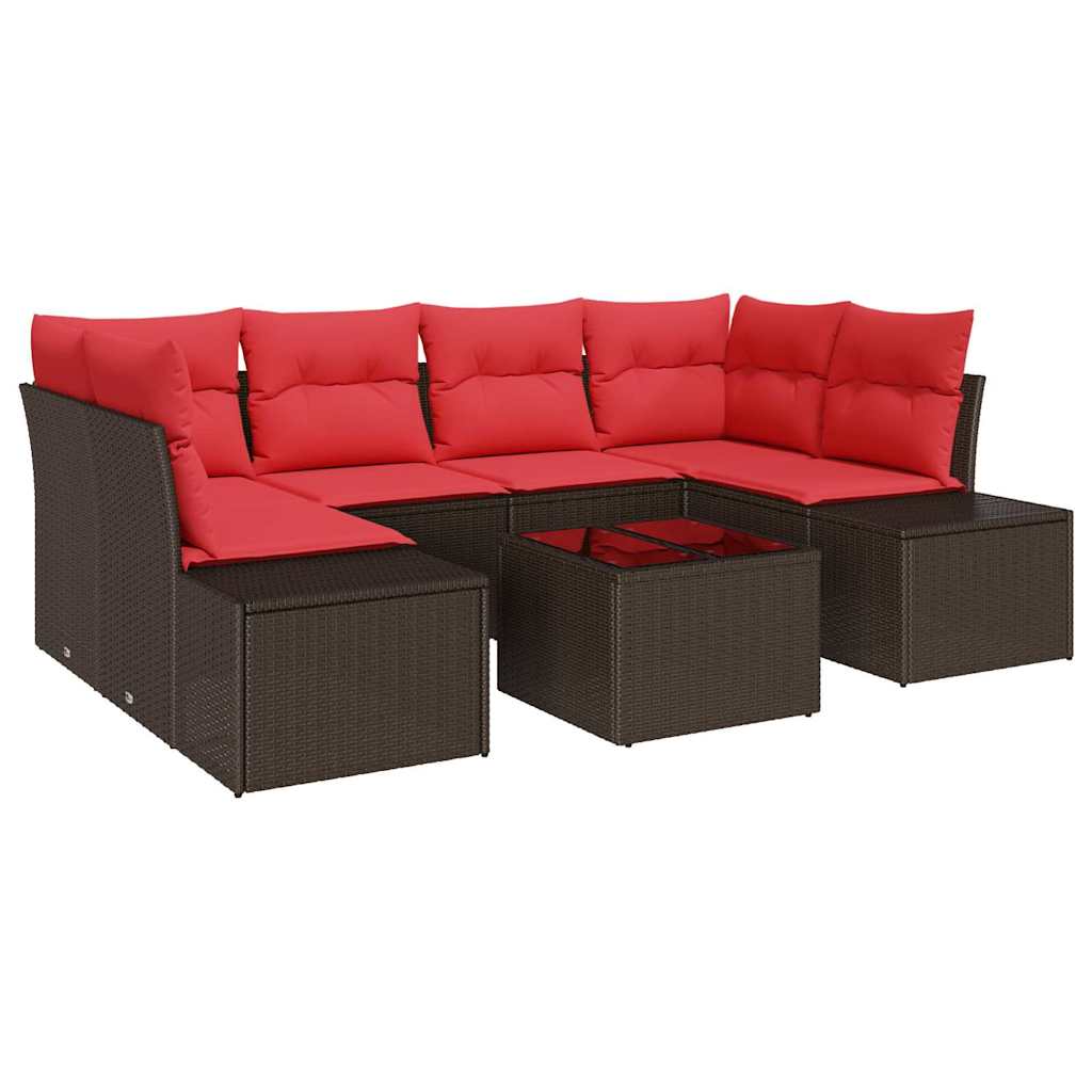 Maison Exclusive - Garten-sofa-set 8 Stk. Beige Und Rot Poly-ratt