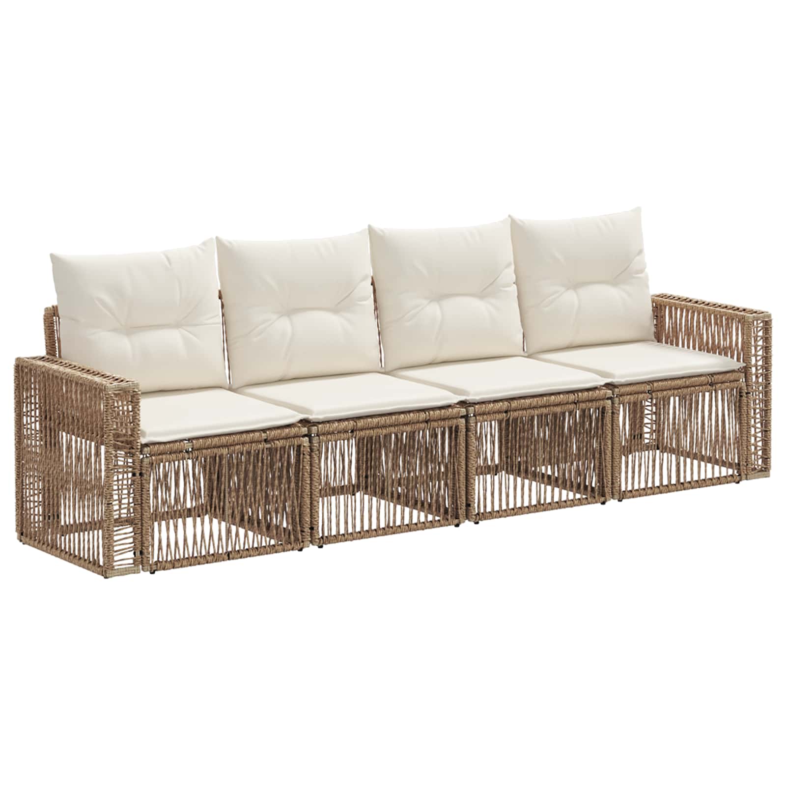 Maison Exclusive - Gartensofa-set 4 Stk. Beige Und Cremeweiß Poly