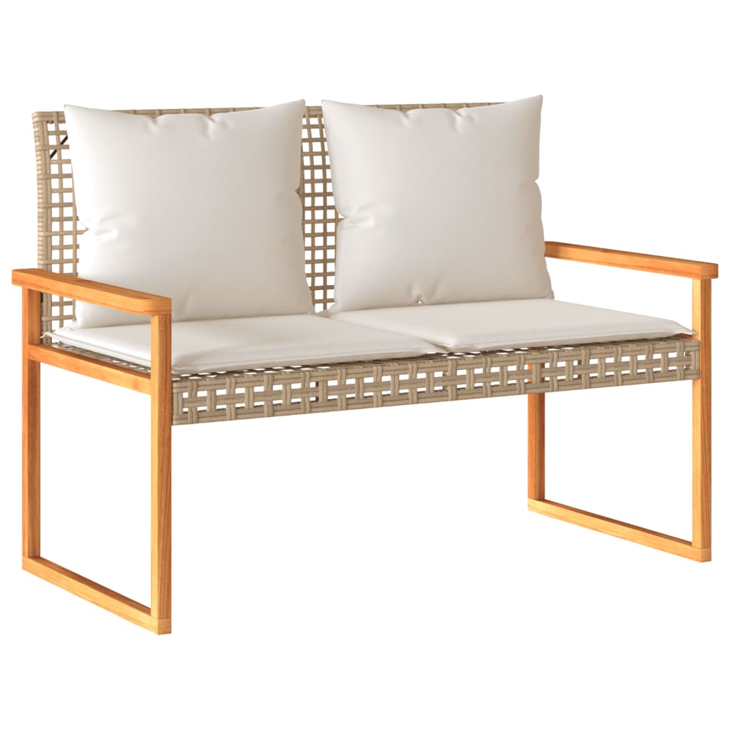 Maison Exclusive - Gartenbank Mit Kissen Beige Poly Rattan Akazie