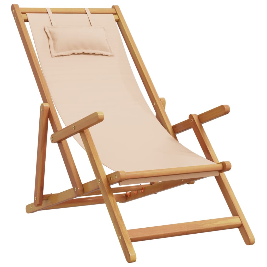 Maison Exclusive - Klappstuhl Beige Massivholz Eukalyptus Und Sto