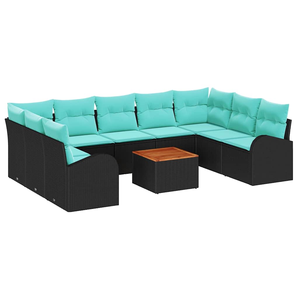 Maison Exclusive - Gartensofa-set 10 Stk. Schwarz Und Türkis Poly