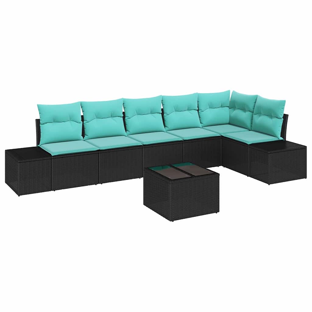 Maison Exclusive - Gartensofa-set Mit Speicher Schwarz Und Türkis